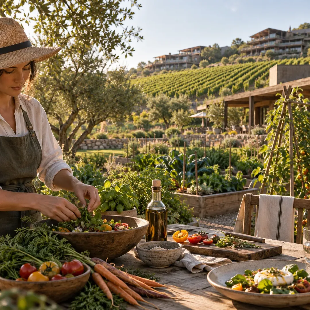 Garden table and fresh harvest