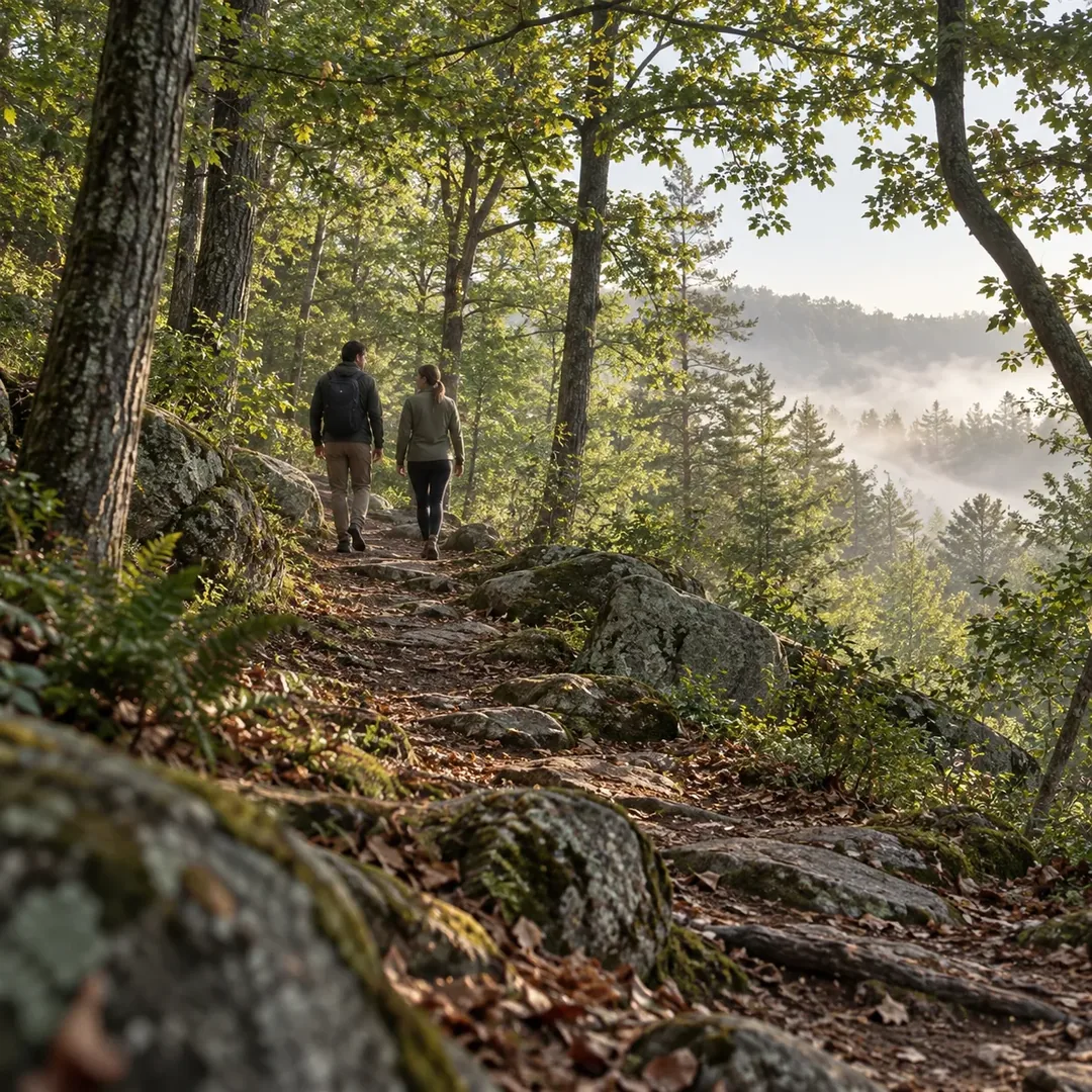 Woodland trail above the valley