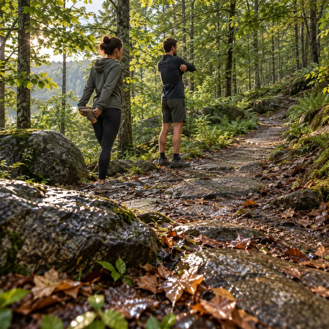 Active walk on the forest path