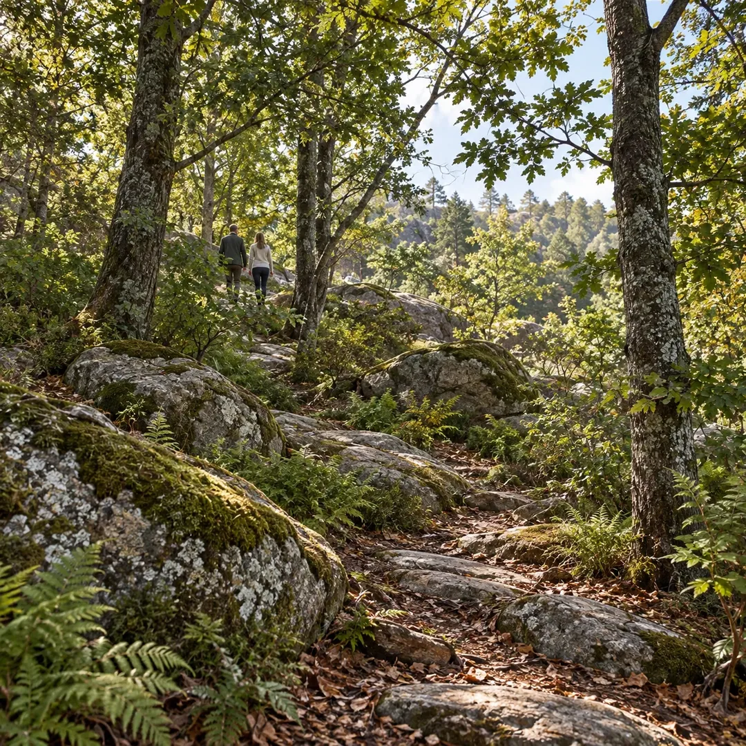 Trail through trees and stone