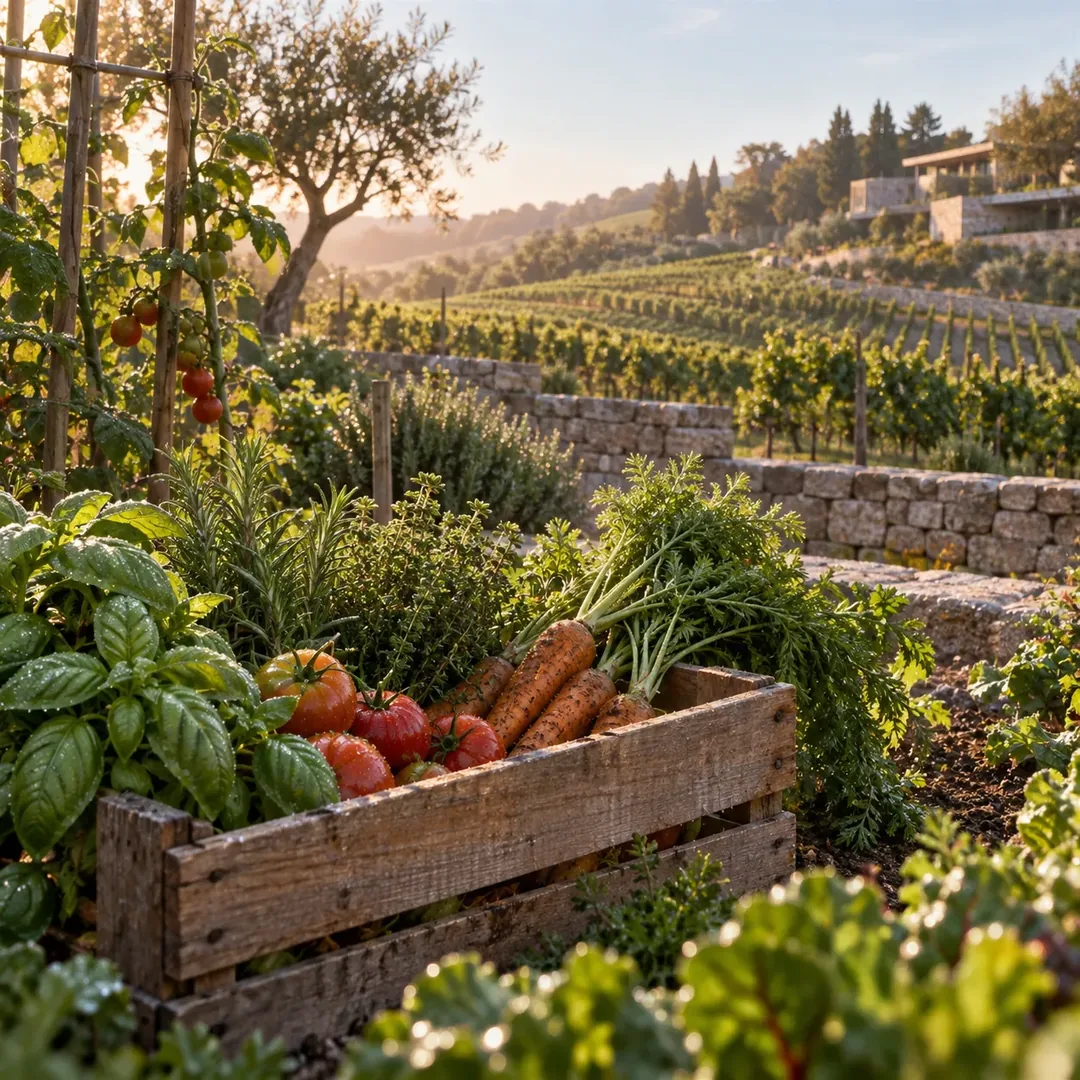 Produce growing beside the vines