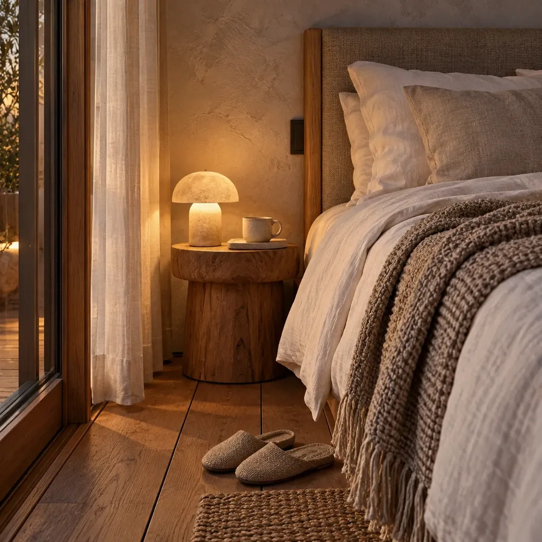 Bedside textures and evening light