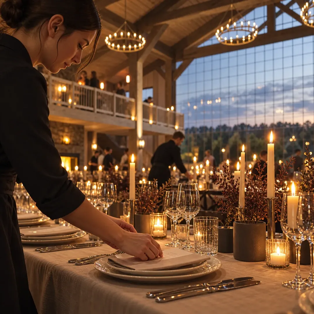 Preparing the dinner setting