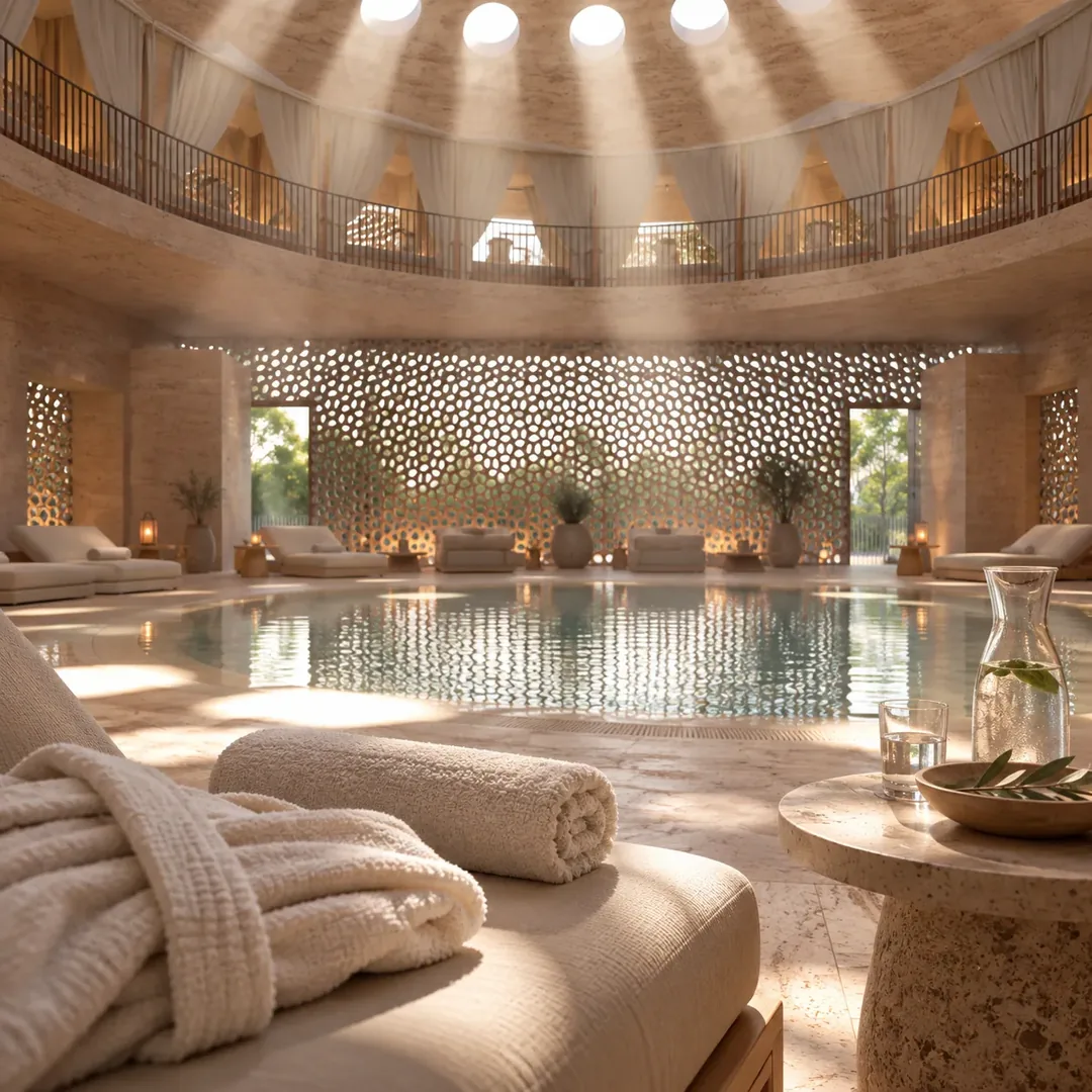 Spa interior with thermal water