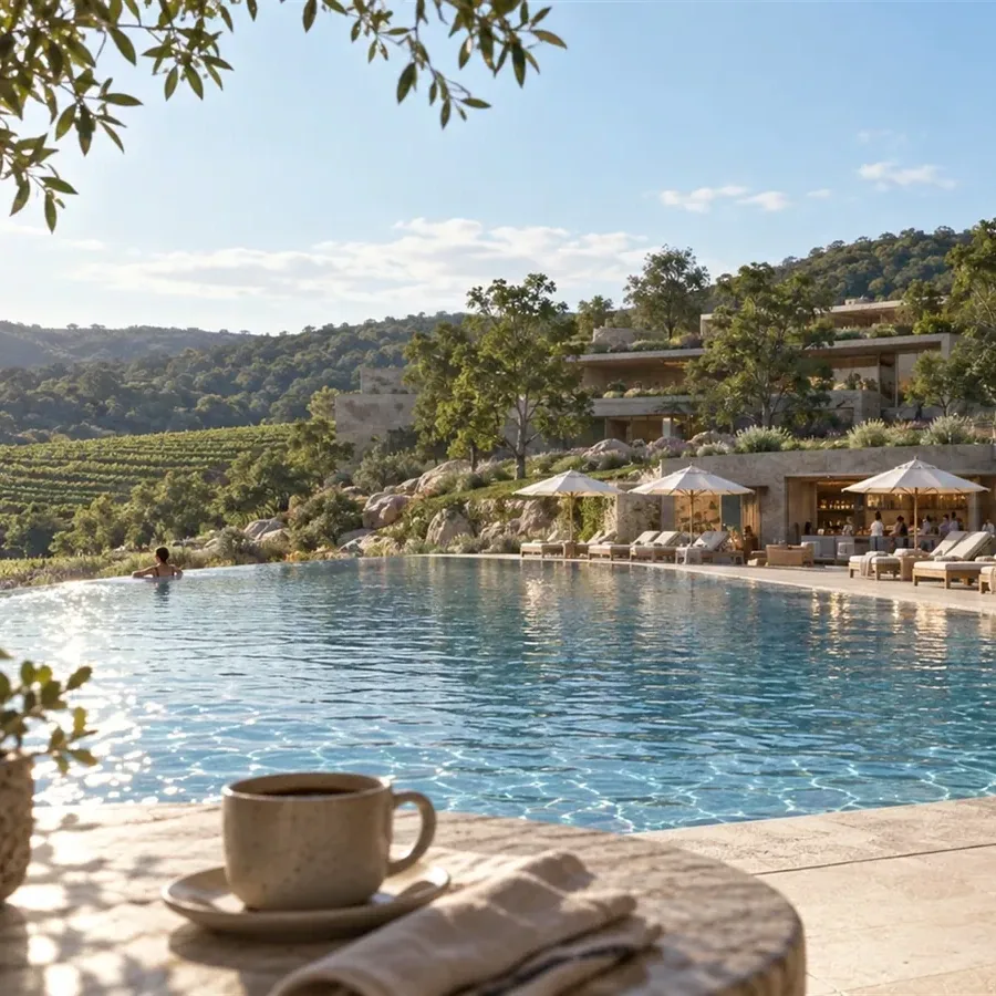 Breakfast beside the pool lounge