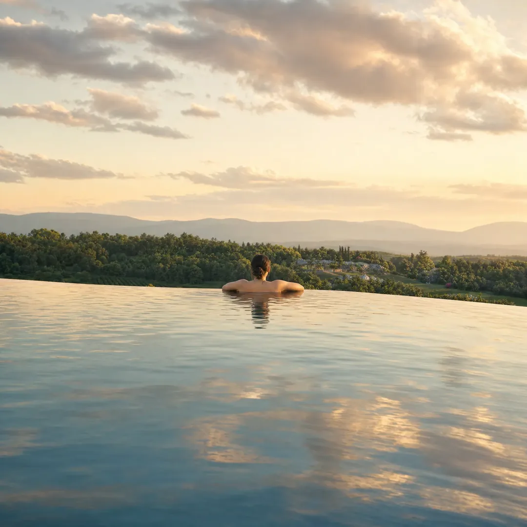 Waterline view across the pool