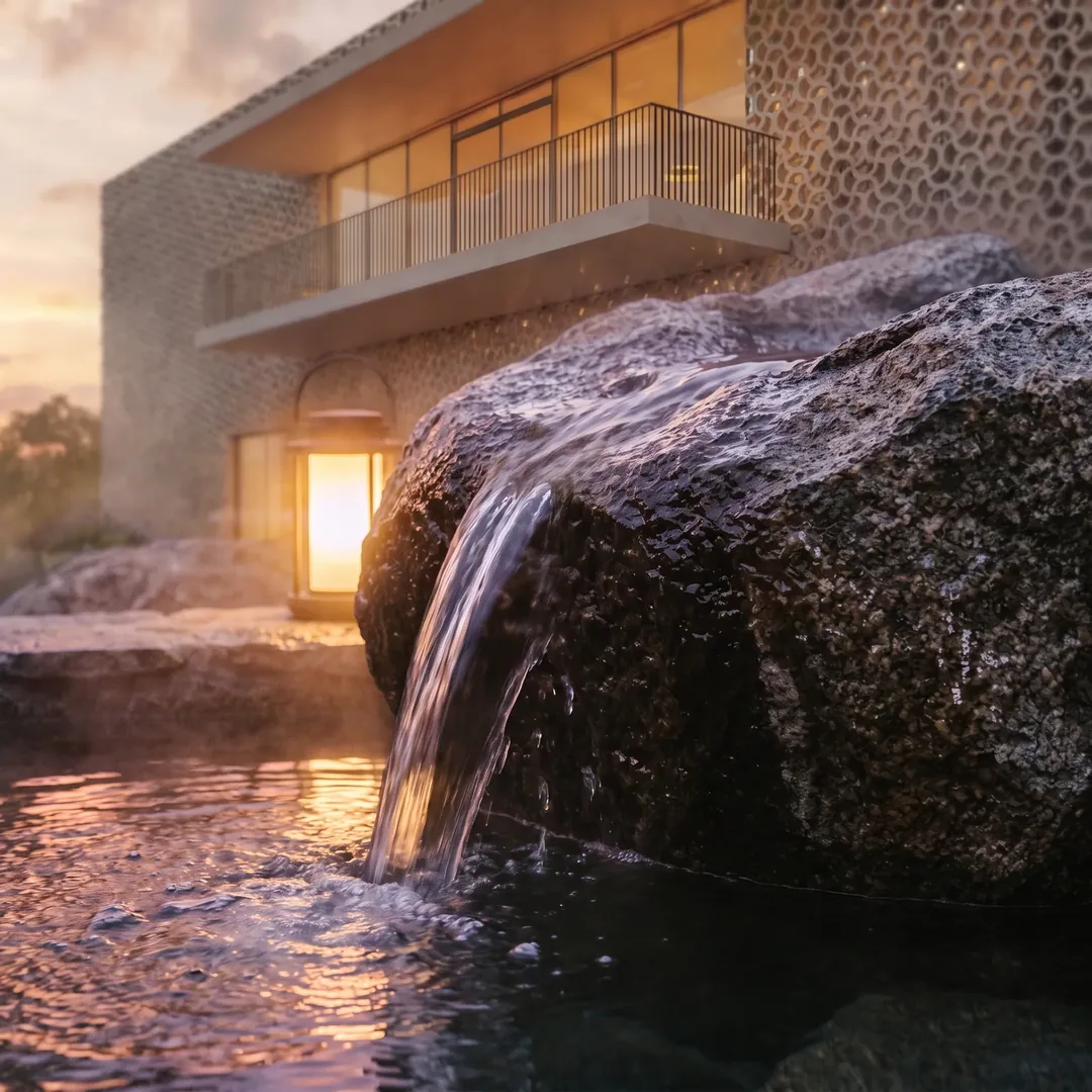 Water moving over stone
