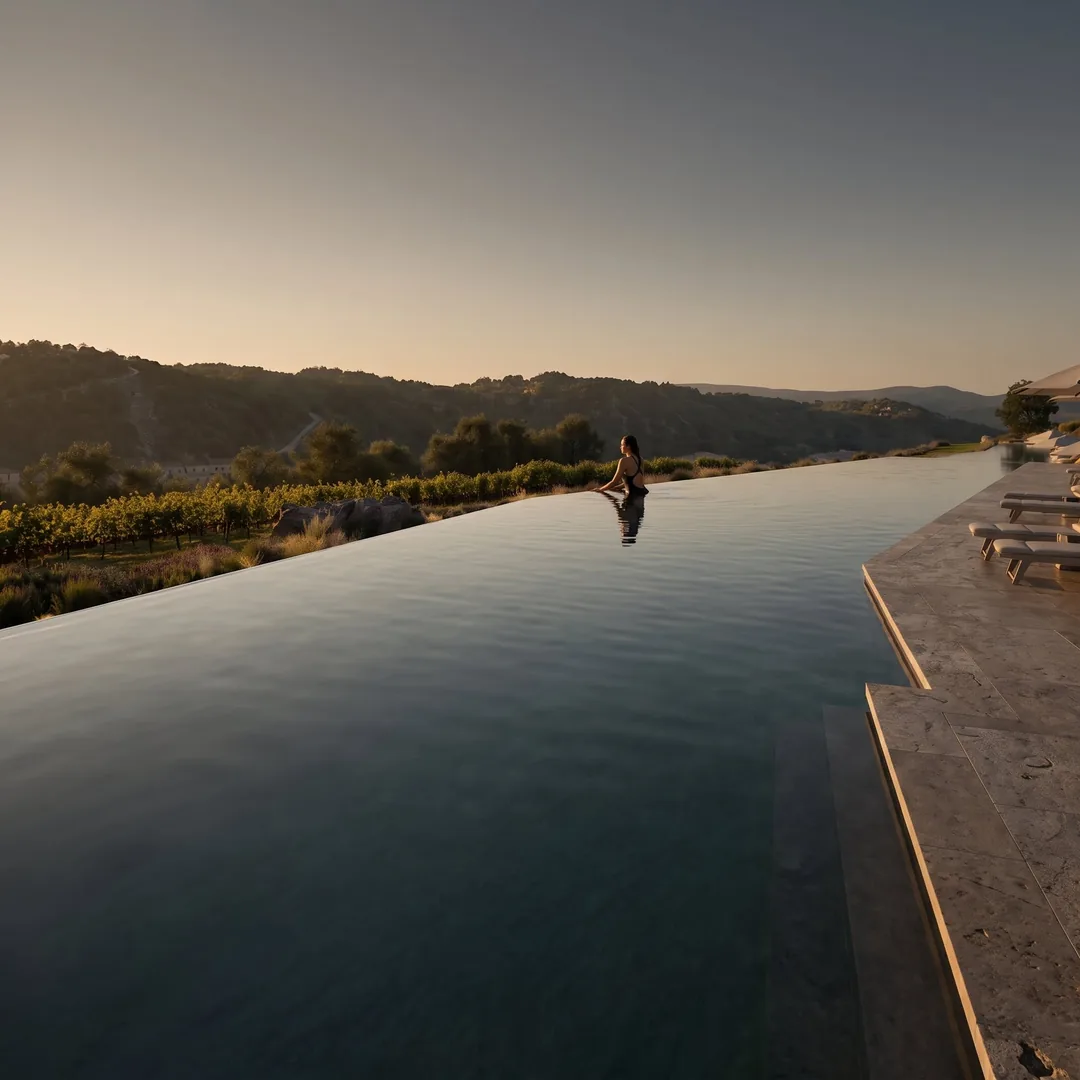 Pool and hillside - alternate waterline view