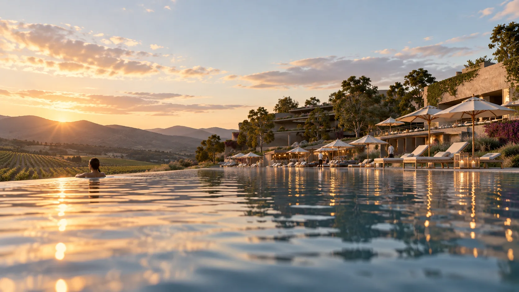 Pool - sunset waterline