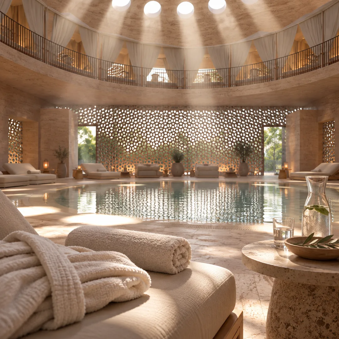 Circular spa - daylit lounge